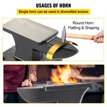 VEVOR Cast Iron Anvil, 25 Lbs(11kg) Single Horn Anvil with 6.8 x 3.5 inch Countertop and Stable Base, High Hardness Rugged Round Horn Anvil Blacksmith, for Bending, Shaping