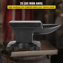 VEVOR Cast Iron Anvil, 25 Lbs(11kg) Single Horn Anvil with 6.8 x 3.5 inch Countertop and Stable Base, High Hardness Rugged Round Horn Anvil Blacksmith, for Bending, Shaping