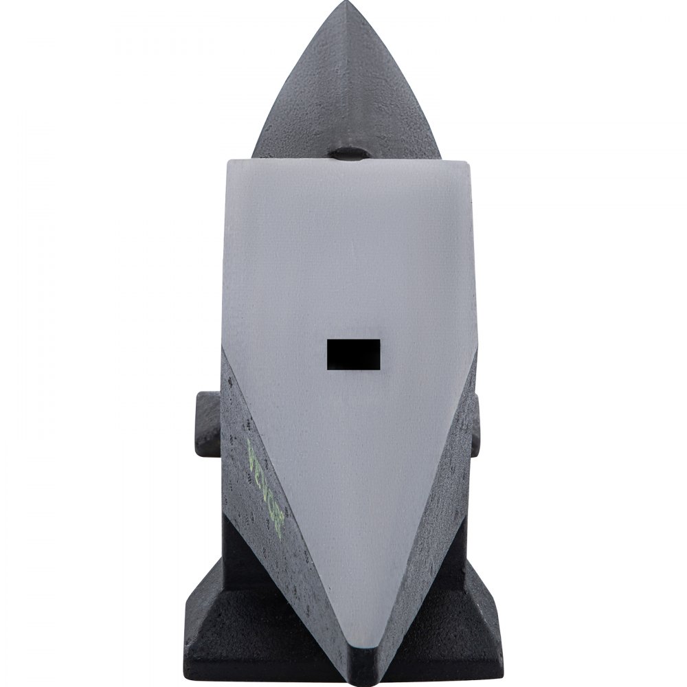 VEVOR cast iron anvil with a pointed horn and flat top, front view showing square hardy hole.