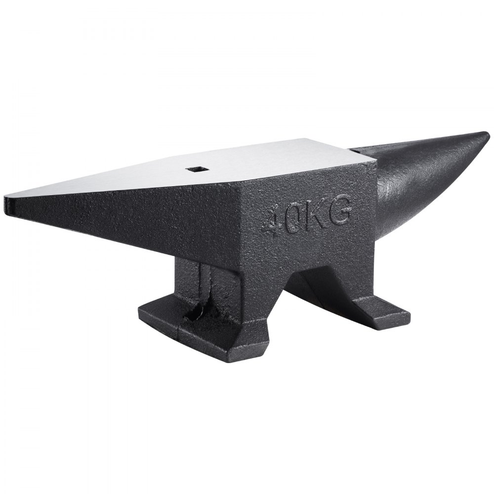 VEVOR Cast Iron Anvil, 88 Lbs(40kg) Single Horn Anvil with Large Countertop and Stable Base, High Hardness Rugged Round Horn Anvil Blacksmith, for Bending, Shaping