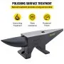 VEVOR cast iron anvil with polishing surface treatment, quenching, wear resistance, and rustproof finish.