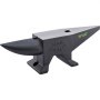 VEVOR cast iron anvil with horn and flat top, md40 acciaio engraved, sturdy base and green logo.