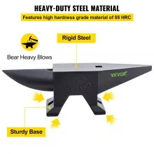 VEVOR Cast Iron Anvil, 88 Lbs(40kg) Single Horn Anvil with Large Countertop and Stable Base, High Hardness Rugged Round Horn Anvil Blacksmith, for Bending, Shaping