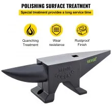 VEVOR Cast Iron Anvil, 88 Lbs(40kg) Single Horn Anvil with Large Countertop and Stable Base, High Hardness Rugged Round Horn Anvil Blacksmith, for Bending, Shaping