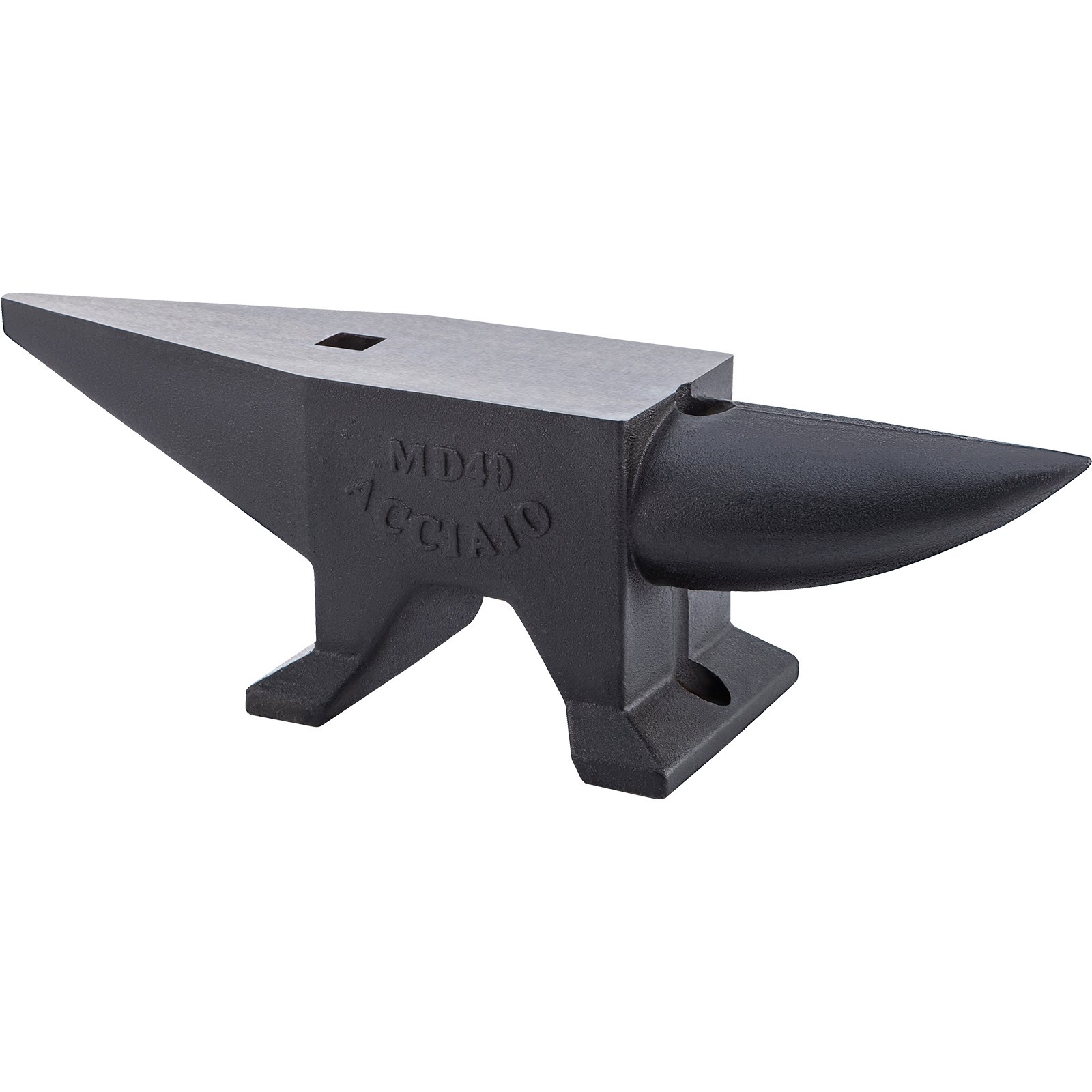 VEVOR cast iron anvil with sharp horn and sturdy base, featuring &quot;md40 acciaio&quot; text.