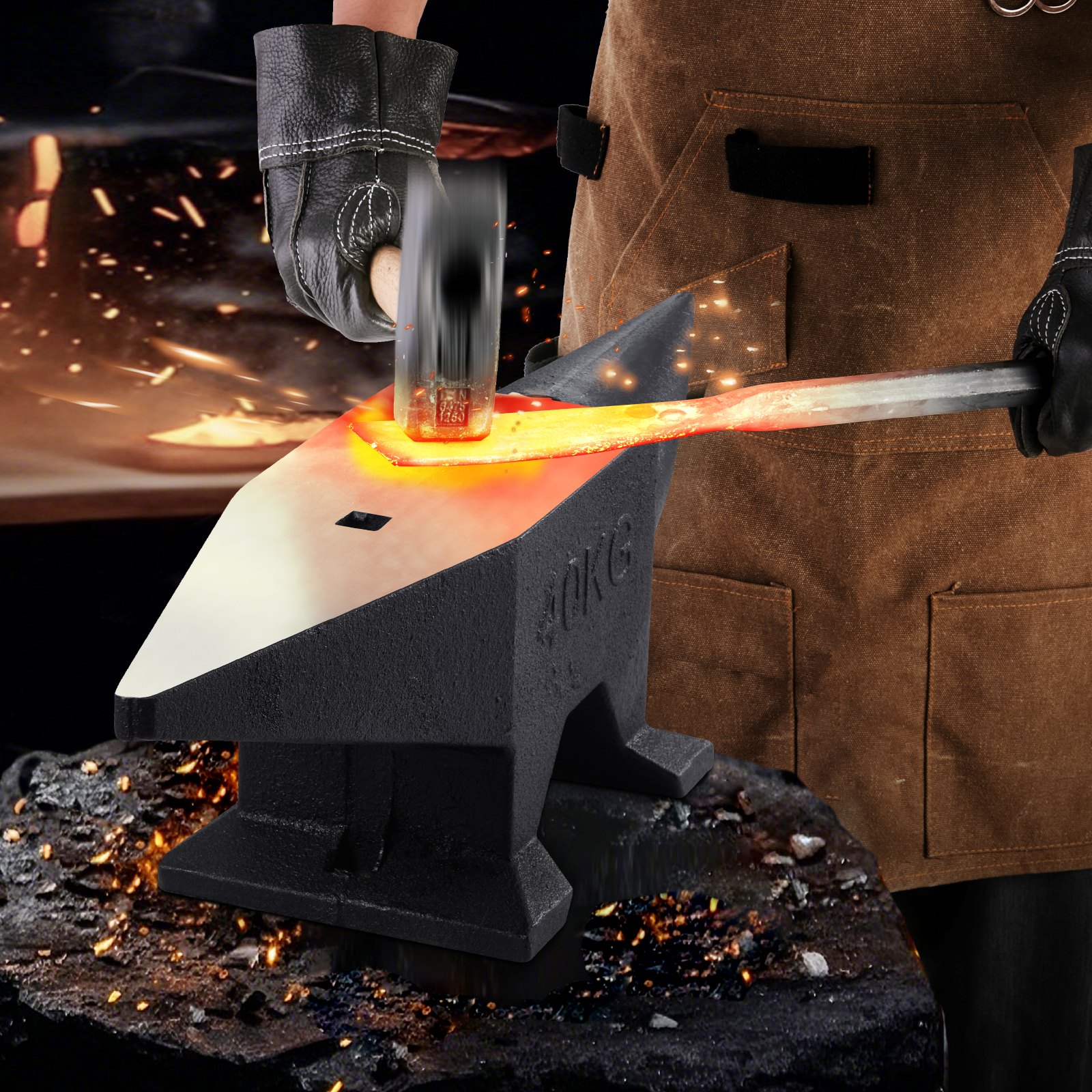 VEVOR Cast Iron Anvil, 88 Lbs(40kg) Single Horn Anvil with Large Countertop and Stable Base, High Hardness Rugged Round Horn Anvil Blacksmith, for Bending, Shaping