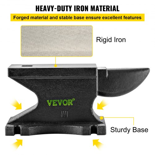 VEVOR Cast Iron Anvil, 100 Lbs(45kg) Single Horn Anvil with 10.4 x 5 in Countertop and Stable Base, High Hardness Rugged Round Horn Anvil Blacksmith, for Bending, Shaping, Twisting