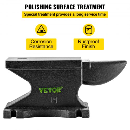 VEVOR Cast Iron Anvil, 100 Lbs(45kg) Single Horn Anvil with 10.4 x 5 in Countertop and Stable Base, High Hardness Rugged Round Horn Anvil Blacksmith, for Bending, Shaping, Twisting