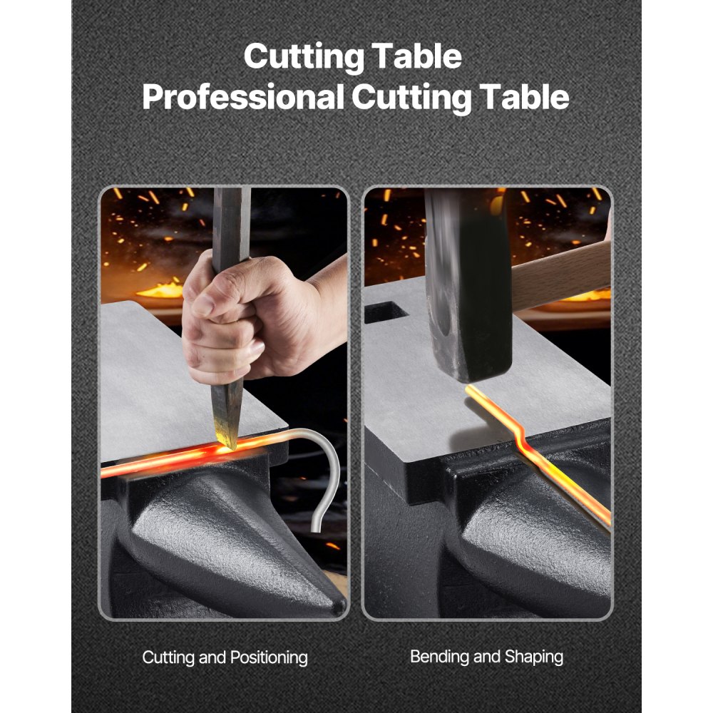 VEVOR Cast Iron Anvil, 100 Lbs/45kg Single Horn Anvil, with 10.4 x 5 in Countertop and Stable Base, High Hardness Rugged Round Horn Anvil Blacksmith, for Shaping, Bending, Twisting