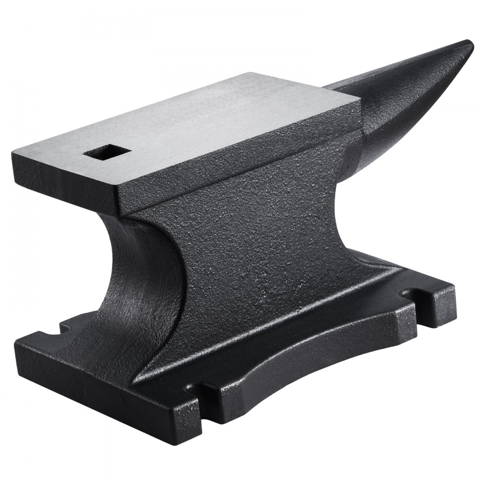 VEVOR Cast Iron Anvil, 100 Lbs/45kg Single Horn Anvil, with 10.4 x 5 in Countertop and Stable Base, High Hardness Rugged Round Horn Anvil Blacksmith, for Shaping, Bending, Twisting