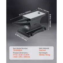 VEVOR Cast Iron Anvil, 100 Lbs/45kg Single Horn Anvil, with 10.4 x 5 in Countertop and Stable Base, High Hardness Rugged Round Horn Anvil Blacksmith, for Shaping, Bending, Twisting