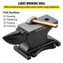VEVOR Cast Iron Anvil, 55 Lbs(25kg)Single Horn Anvil with 8.6 x 4.1 inch Countertop and Stable Base, High Hardness Rugged Round Horn Anvil Blacksmith, for Bending, Shaping, Twisting
