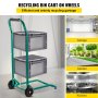 VEVOR Steel Recycling Cart, 220 lbs Load Capacity 22.8 x 15.7 Inch, 4 Wheels Moving Bin Cart, Easy Assembly & Weatherproof, Well-Built Hook-Type for Simple Recycle Bin and Recycle Caddy, Green