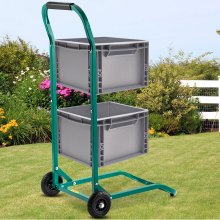 VEVOR Steel Recycling Cart, 220 lbs Load Capacity 22.8 x 15.7 Inch, 4 Wheels Moving Bin Cart, Easy Assembly & Weatherproof, Well-Built Hook-Type for Simple Recycle Bin and Recycle Caddy, Green