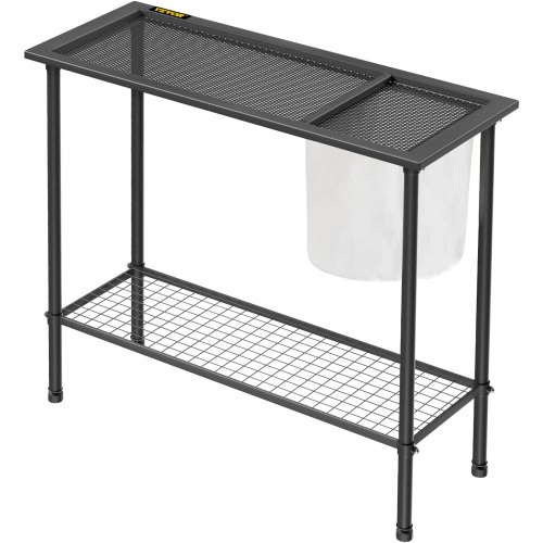 VEVOR Potting Bench, 39" L x 15" W x 33" H, Steel Outdoor Workstation with Rubber Feet & Mesh Bag, Multi-use Double Layers Gardening Table for Greenhouse, Patio, Porch, Backyard, Black