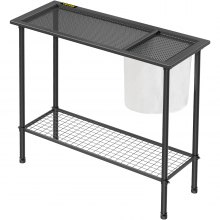 VEVOR Potting Bench, 39\" L x 15\" W x 33\" H, Steel Outdoor Workstation with Rubber Feet & Mesh Bag, Multi-use Double Layers Gardening Table for Greenhouse, Patio, Porch, Backyard, Black