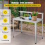 VEVOR Potting Bench, 44L x 24W x 44H in, Weathering Steel Outdoor Workstation with Rubber Feet, Multi-use Double Layers Gardening Table for Greenhouse, Patio, Porch, Backyard, Silver