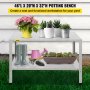 VEVOR Potting Bench, 46" L x 20" W x 32" H, Galvanized Steel Outdoor Workstation with Rubber Feet, Multi-use Double Layers Gardening Table for Greenhouse, Patio, Porch, Backyard, Silver