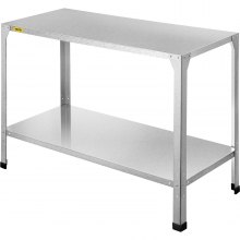 VEVOR Potting Bench, 46\" L x 20\" W x 32\" H, Galvanized Steel Outdoor Workstation with Rubber Feet, Multi-use Double Layers Gardening Table for Greenhouse, Patio, Porch, Backyard, Silver