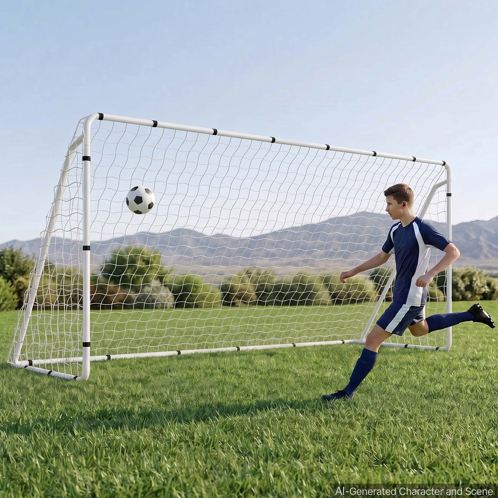 VEVOR Soccer Goal 3.66 x 1.83 m Soccer Goal for Backyard with Iron Frame PE Net, Portable & Durable Set, High-Strength Net, Ground Stakes, Straps, for Youth & Adults Outdoor Backyard Practice Training