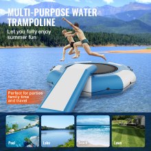 VEVOR 10 fot oppblåsbar vanntrampolin svømmeplattform sprett med glidebasseng