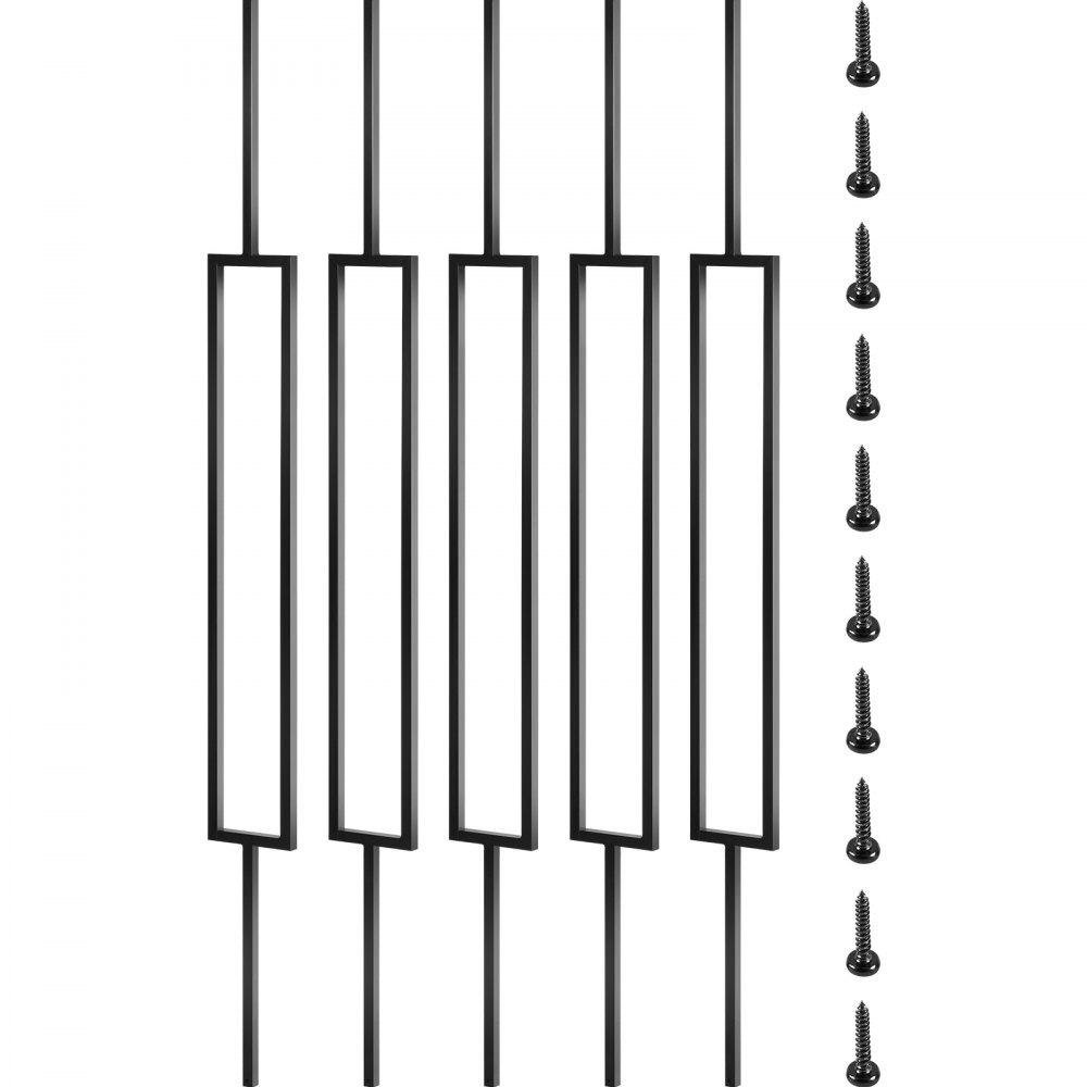 VEVOR deck balusters with black screws arranged vertically for easy installation.