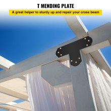 VEVOR Black T Mending Plate T-shape 8 PCs 6" Flat Connector Post to Beam Bracket