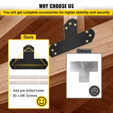 VEVOR Black T Mending Plate T-shape 8 PCs 6" Flat Connector Post to Beam Bracket