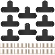 VEVOR Black T Mending Plate T-shape 8 PCs 6" Flat Connector Post to Beam Bracket