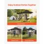 Gazebo para barbacoa VEVOR de 2,4 x 1,5 m con dos niveles y toldo adicional, de acero con recubrimiento en polvo, con 2 estantes laterales, abrebotellas y ganchos, ideal para jardín.