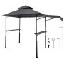 Gazebo para barbacoa VEVOR de 2,4 x 1,5 m con dos niveles y toldo adicional, de acero con recubrimiento en polvo, con 2 estantes laterales, abrebotellas y ganchos, ideal para jardín.