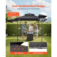 8'x5' BBQ Grill Gazebo Canopy Shelter Tent with Shelf & Awning Double-Tiered Top