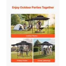 8'x5' BBQ Grill Gazebo Canopy Shelter Tent with Shelf & Awning Double-Tiered Top
