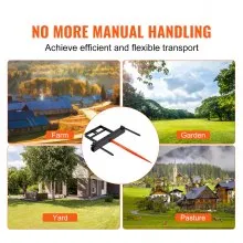 VEVOR 39" Hay Spear, Bale Spears 1600lbs Loading Capacity, Skid Steer Loader Tractor Bucket Attachment with 2pcs 17.5" Stabilizer Spears and 60" Chain, Quick Attach Spike Forks