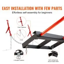 VEVOR 49" Hay Spear, Bale Spears 3000lbs Loading Capacity, Skid Steer Loader Tractor Bucket Attachment with 2pcs 17.5" Stabilizer Spears and 60" Chain, Quick Attach Spike Forks