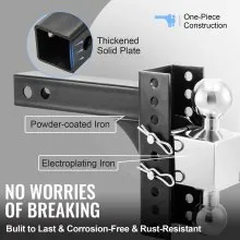VEVOR Adjustable Trailer Hitch, 8" Rise & Drop Hitch Ball Mount 2" Receiver 14,000 LBS Rating, 2 and 2-5/16 Inch Stainless Steel Balls w/ Key Lock, for Automotive Trucks Trailers Towing