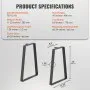 VEVOR 406.4MM Trapezoid Steel Table Legs, Replacement Furniture Legs Set of 2 for DIY Coffee Tables, Modern Desks, Bench, Night Stands, Sofa, Max Load 181.4KG Heavy Duty, Quick Instalation Legs Black