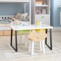 modern kids&#039; room with a study table featuring VEVOR table legs, toy storage, and a cozy bed.