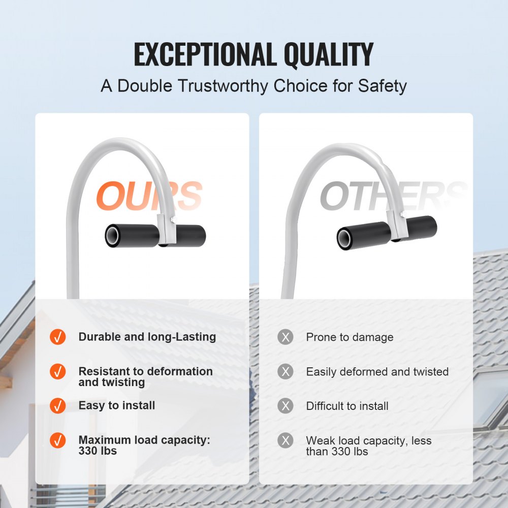 VEVOR Ladder Stabilizer, 2 in 1 Extension Wall Ladder Standoff Hook, Roof Ridge Ladder Accessories Both Horizontally and Vertically, Heavy-duty Steel Rubber Grip T-Bar, Quick Access to Steep Roofs