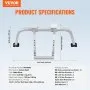 VEVOR Ladder Stabilizer, Heavy Duty Steel Ladder Roof Hook, Ladder Stabilizer with Wing Span/Wall Extension Accessory, Stable Ladder Standoff Arms for Roof Gutter with Anti-Slip Rubber Feet
