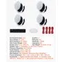 VEVOR Bluetooth Ceiling Speakers, 6.5", In Ceiling & In-Wall Speaker System with Amplifier, 2-Way, for Damp and Humid Placement, Home Theater, Covered Outdoor Patio and Flush Mount Wired, 4 Speakers