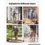 VEVOR Handrails for Outdoor Steps, 1-2 Step Stair Hand Rail Kit Single Post, Black Round Tube Stair Rails for Seniors, Concrete Steps & Porch & Deck, Heavy-Duty Galvanized Steel Railings w/ Drill Bit
