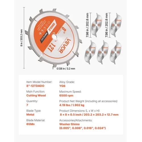 Dado sooneketaste komplekt 203 mm, siseava 15,88 mm — pilt 7