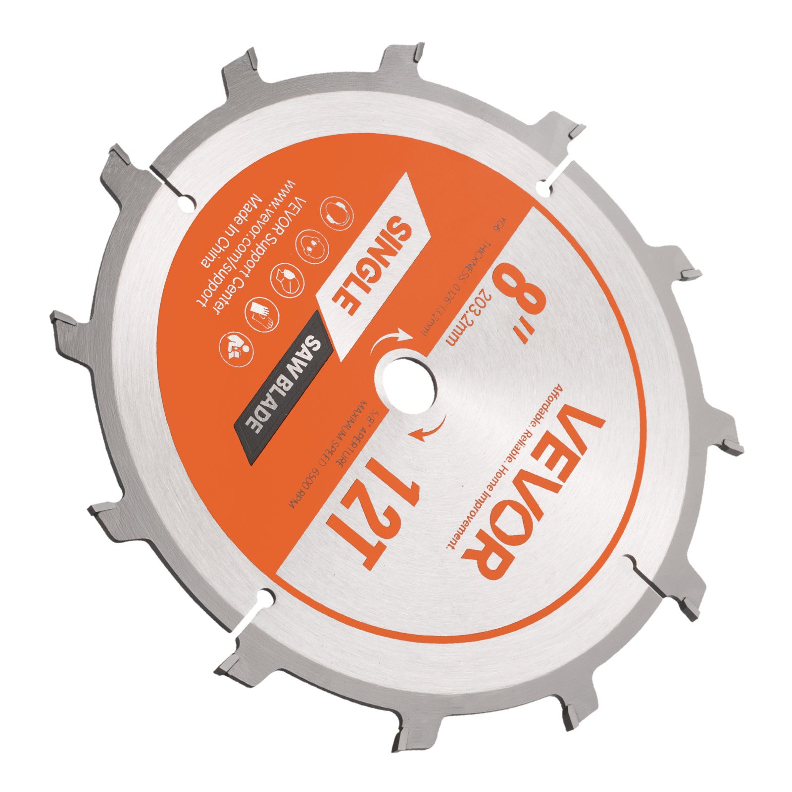VEVOR Dado Blade Set, 203 mm Diameter, 12 Sharp Alloy Teeth, 15.875 mm Arbor, Fine Finish, Stacking Dado Blades with Chippers and Shims, Noise-Reducing Heat Vents, for Cutting Plywood, OSB, Hardwood