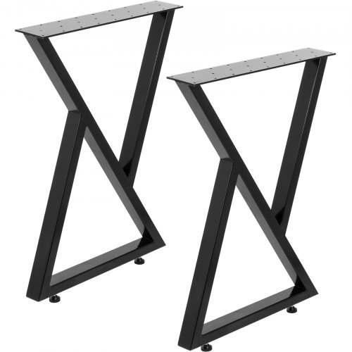VEVOR Metal Table Legs Set of 2 Dining Table Legs Black Desk Legs 16”, Height 18” Width Bench Legs Coffee Table Legs 1763lbs Load Capacity Steel Table Legs Heavy Duty Base(Zig Zag Style)
