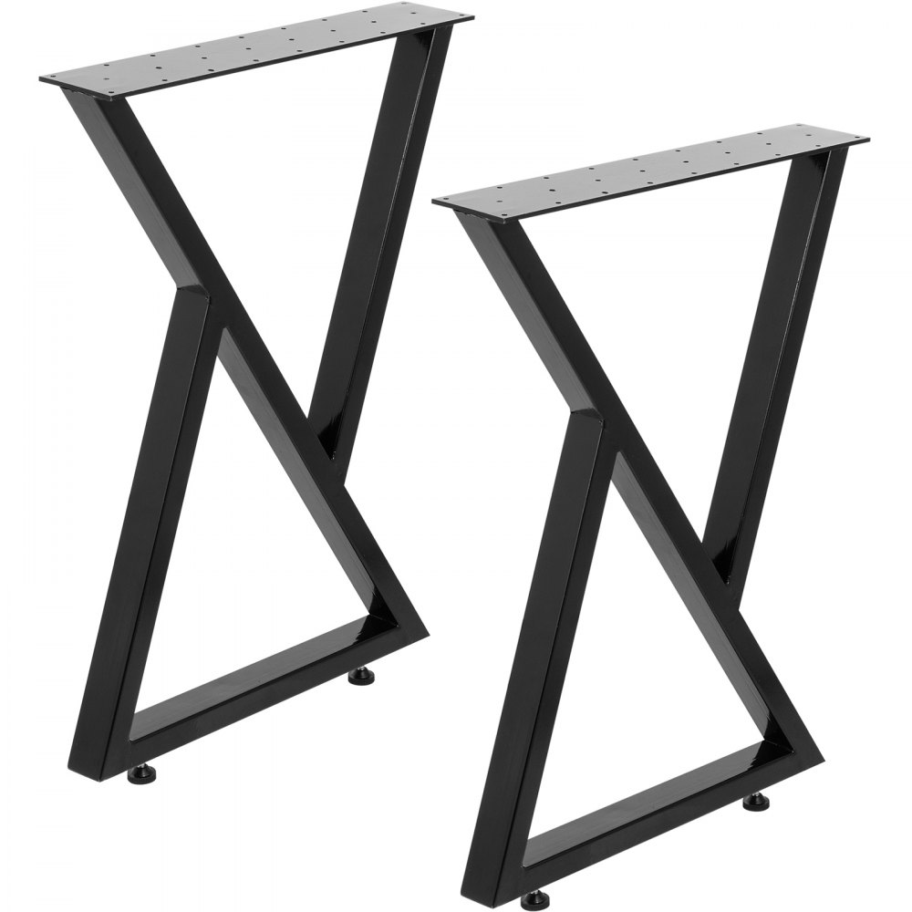 VEVOR Metal Table Legs Set of 2 Black Desk Legs 16'' Height, 18'' Width Bench Legs Zig Zag Style Coffee Table Legs 1763lbs Load Capacity Steel Table Legs Heavy Duty Base Modern DIY
