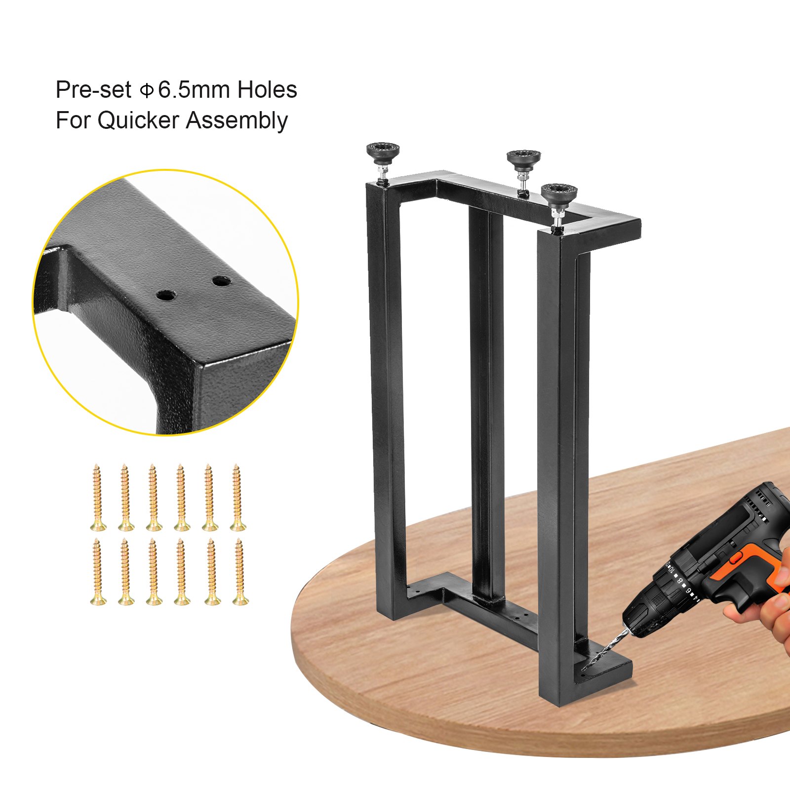 VEVOR Dining Table Legs Metal Table Legs 2PCS Heavy Duty Black Iron for DIY Desk