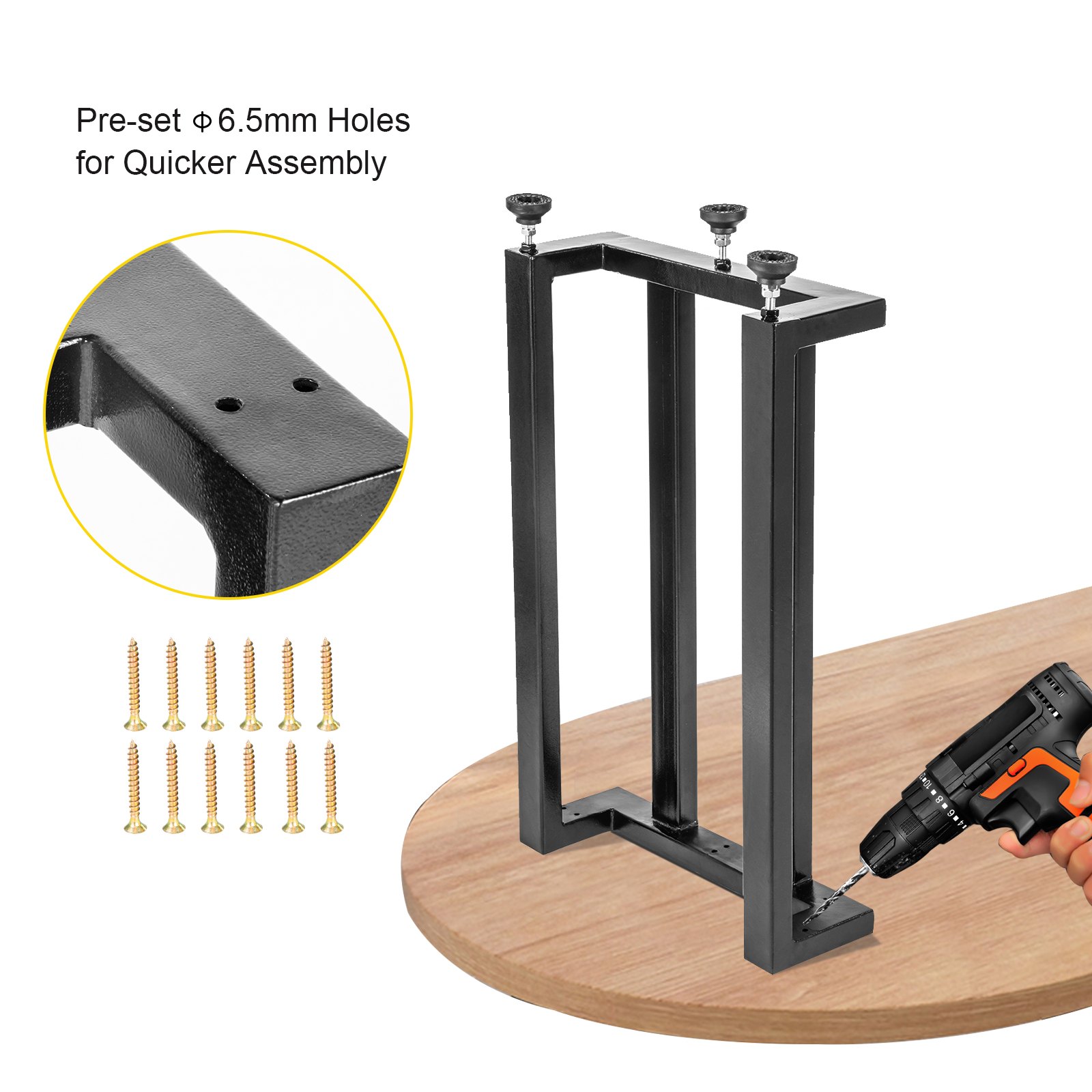 VEVOR Dining Table Legs Metal Table Legs 2PCS Heavy Duty Black Iron for DIY Desk