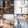 VEVOR Coffee Dining Table Legs Wrought Iron Industrial Bench 2PCS K-shaped Black
