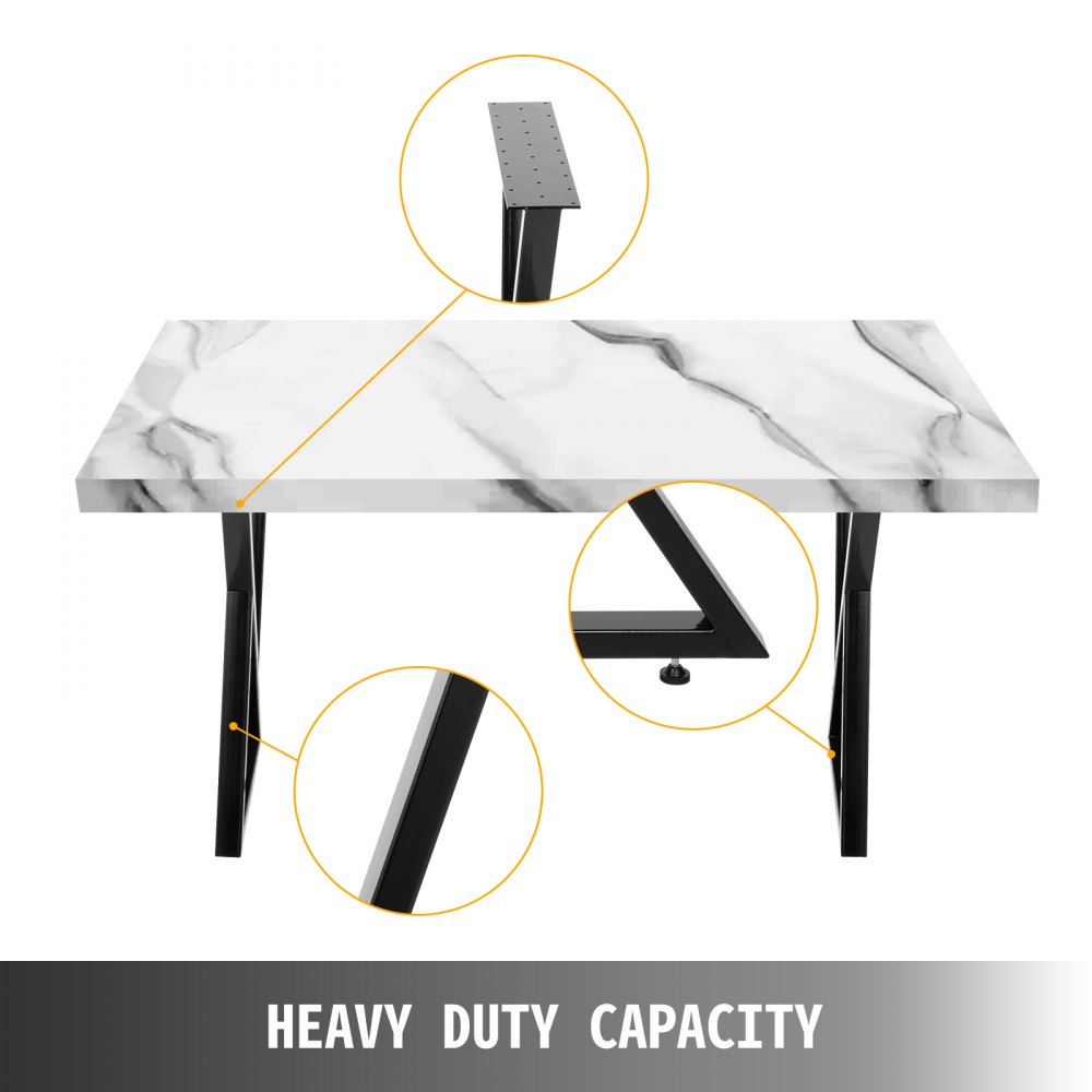 VEVOR Metal Table Legs Set of 2 Dining Table Legs Black Desk Legs 28”, Height 20” Width Bench Legs Coffee Table Legs 1763lbs Load Capacity Steel Table Legs Heavy Duty Base Modern DIY(Zig Zag Style)